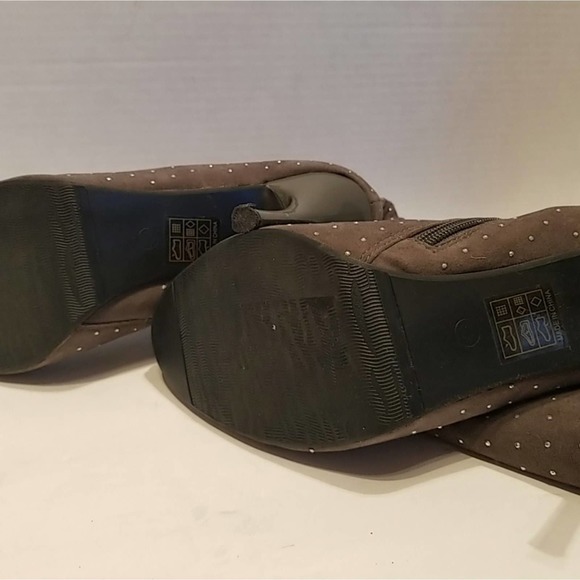 Gray Knee High Boots Rhinestone Slouchy Knee- High Boots Size 8 - Picture 4 of 8